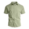 thumbnail image 4 of Stamzod Mens Button Up Shirts Short Sleeve Summer Turndown Casual Shirts Beach Vacation Hawaiian Shirt for Men Green-2 M, 4 of 6