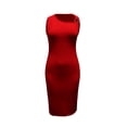 thumbnail image 7 of Efsteb Elegant Dresses For Women Wedding Guest One-Shoulder Ring Detail Bodycon Midi Dress Sleeveless Slim Form-Fitting Ruched Side Slit Party Dress (Red,XXL), 7 of 7