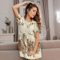 thumbnail image 3 of Honeii New York Print Women's Loose Short Sleeve Nightgown, Soft Cotton Sleepwear, Comfy Loose Fit Pajama Dress for Sleep and Lounge, 3 of 6