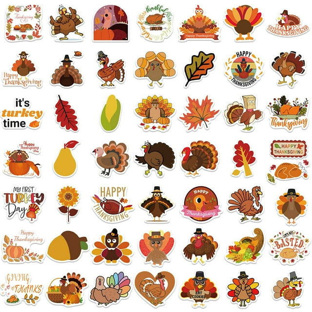 WMQPNNS New Trending Thanksgiving Turkey Waterproof Sticker Luggage Guitar Notebook Diy Sticker Decoration Todays Deals Clearance Sale