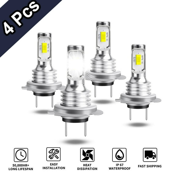 4x LED Headlight Bulbs For Dodge	Sprinter 2500 3500 2007-2008 2009, 6000K H7 Combo, 4000 Lumens Super White High Low, Non-polarity, 50000 Hours Lifespan, 300% Brighter