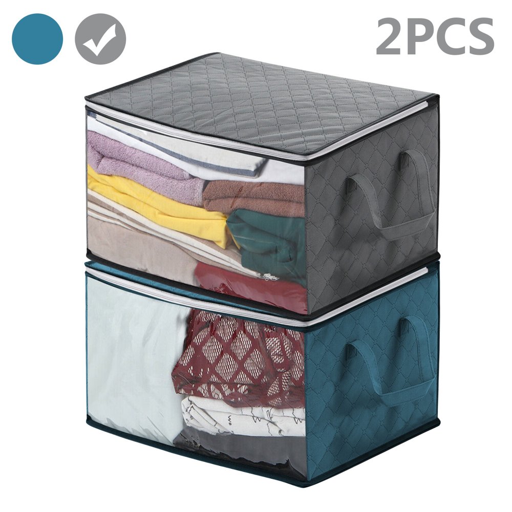 TSV Clothing Containers, 1/2pcs Foldable Storage Bag with Clear Window