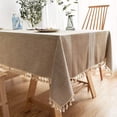 thumbnail image 2 of Housse en Coton et Lin Nappe Rectangulaire Sans Rides Table à Manger, Utilisée pour la Décoration de Table de Cuisine Couleur Café 100x160cm, 2 of 6