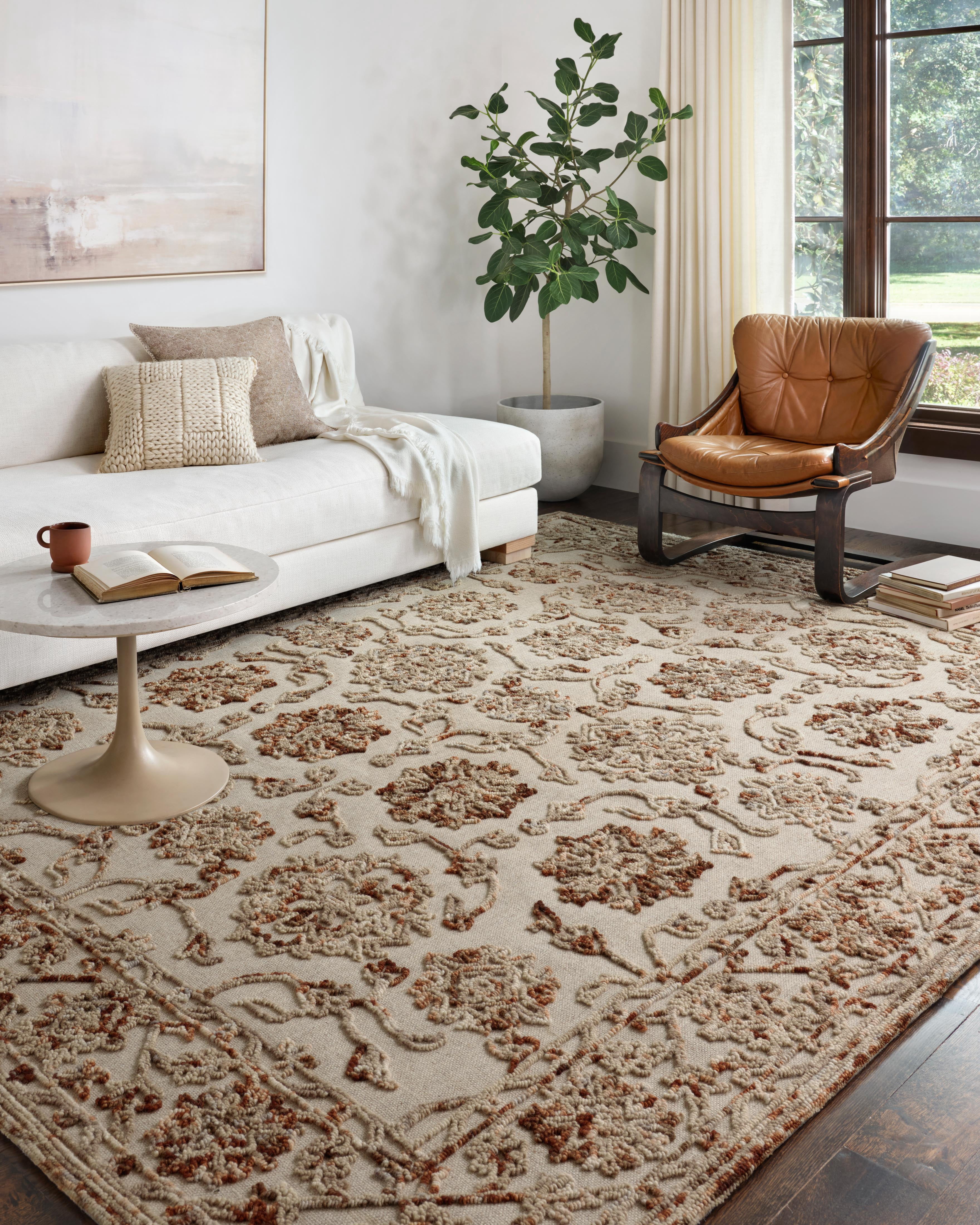 Loloi Halle HAE-03 Floral Taupe / Rust Area Rug 9'-3" x 13'