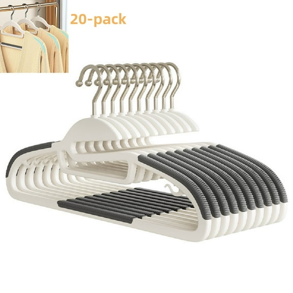 20-Pack Plastic Hangers w/ 360° Swivel Hooks, Non-Slip, 16.5" for Men/Women Clothes