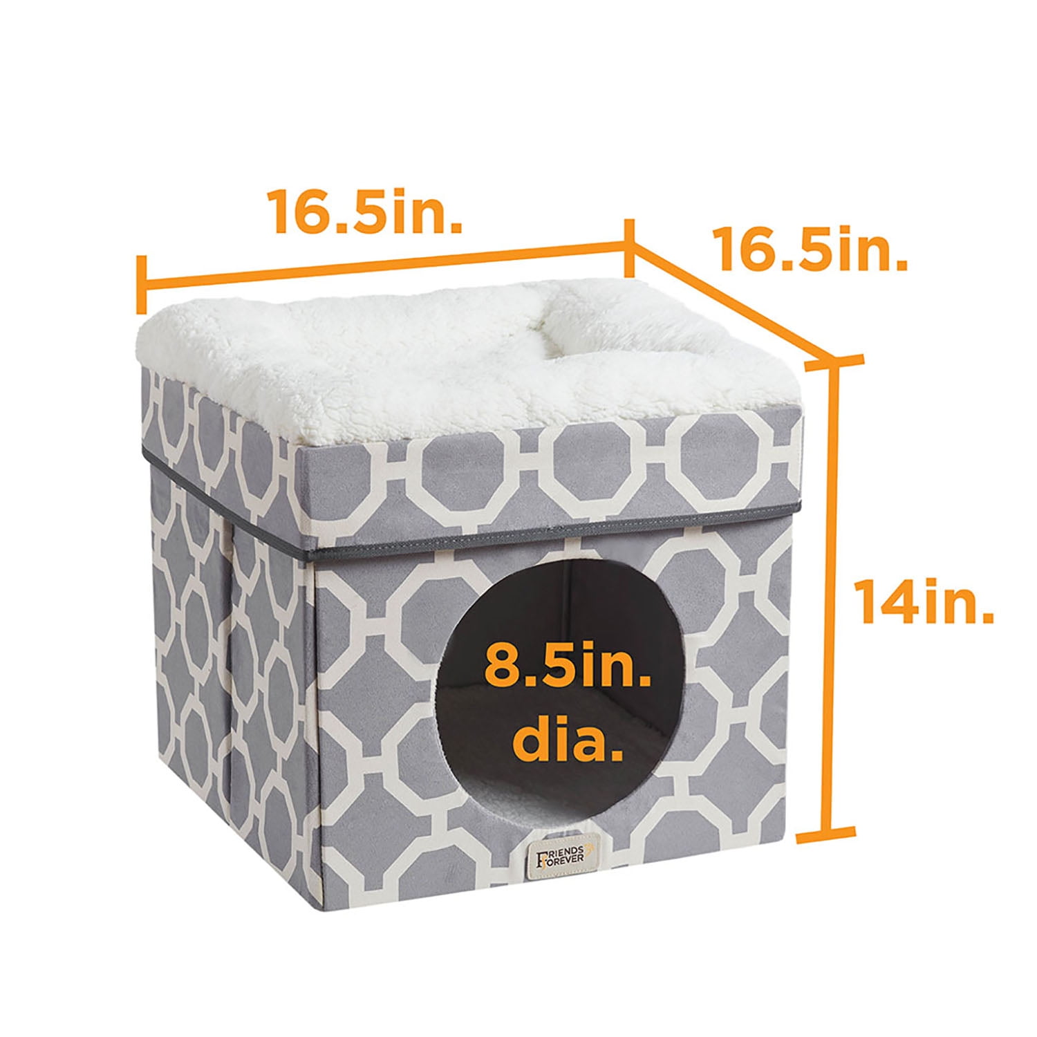 Pefilos 14" Pet House for Indoor Cats and Small Dogs, Collapsible, Living Room Ottoman Cat Condo, Gray Pefilos 14" Pet House for Indoor Cats and Small Dogs, Collapsible, Living Room Ottoman Cat Condo, Gray