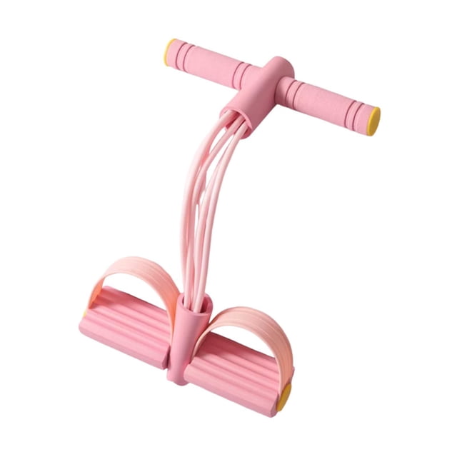 Ethern Foot Pedal Resistance Band Exercise Band Multifunction Full Body Workout Elastic Pink Six Tube