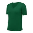 thumbnail image 5 of YEJIMAN Short Sleeve T-shirt, Green Button Down Shirt Women, Women's Round Neck Short Sleeved Loose T Shirt with A Knit Bottom Short Top,, 5 of 9