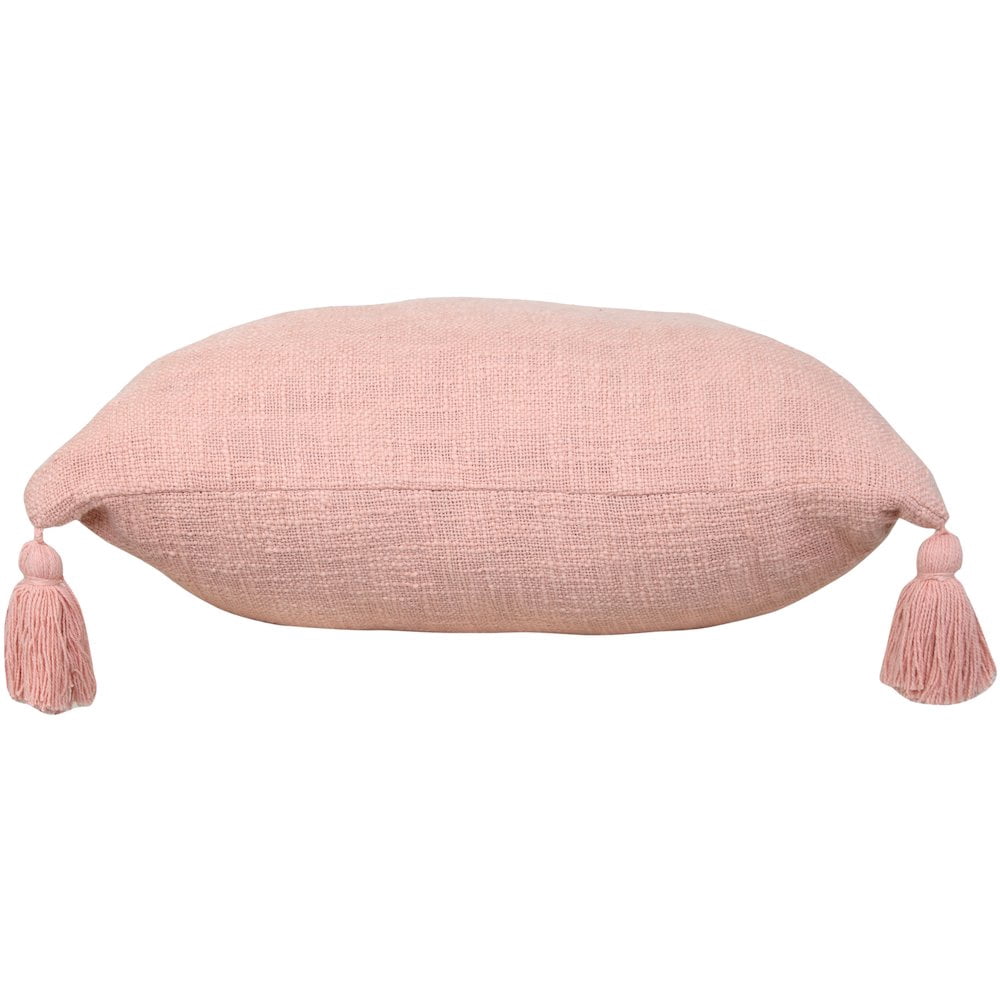 LR Home Ox Bay Hand-Woven Pink Solid All-Natural Cotton Pillow Cover