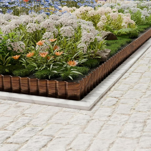 Corrugated Metal Garden Edging 4" x 50' - 2 Pack, Sturdy Lawn Landscape Border for Flower Beds and Yard