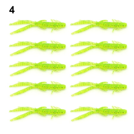 Opolski 10Pcs 7.2cm/1.8g Artificial Bait Bite-resistant Flexible Silicone Simulated Shrimp Fishing Lure for Freshwater Saltwater
