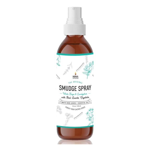 White Sage and Eucalyptus Soul Sticks Smudge Spray for Cleansing Negative Energy and Purifying Home | Made with White Sage and Quartz Crystals | 3.5 oz. Bottle