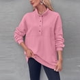 thumbnail image 4 of hxobax Womens Oversized Sweatshirts Fleece Long Sleeve Half Button Casual Pullover Tops With Pockets, 4 of 7