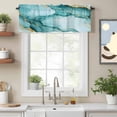 thumbnail image 2 of Teal Marble Kitchen Curtain Valances for Windows Farmhouse Short Curtains, Golden Ink Painting Abstract Art Rod Pocket Valance Curtain for Bedroom Cafe Living Room, 2 of 8