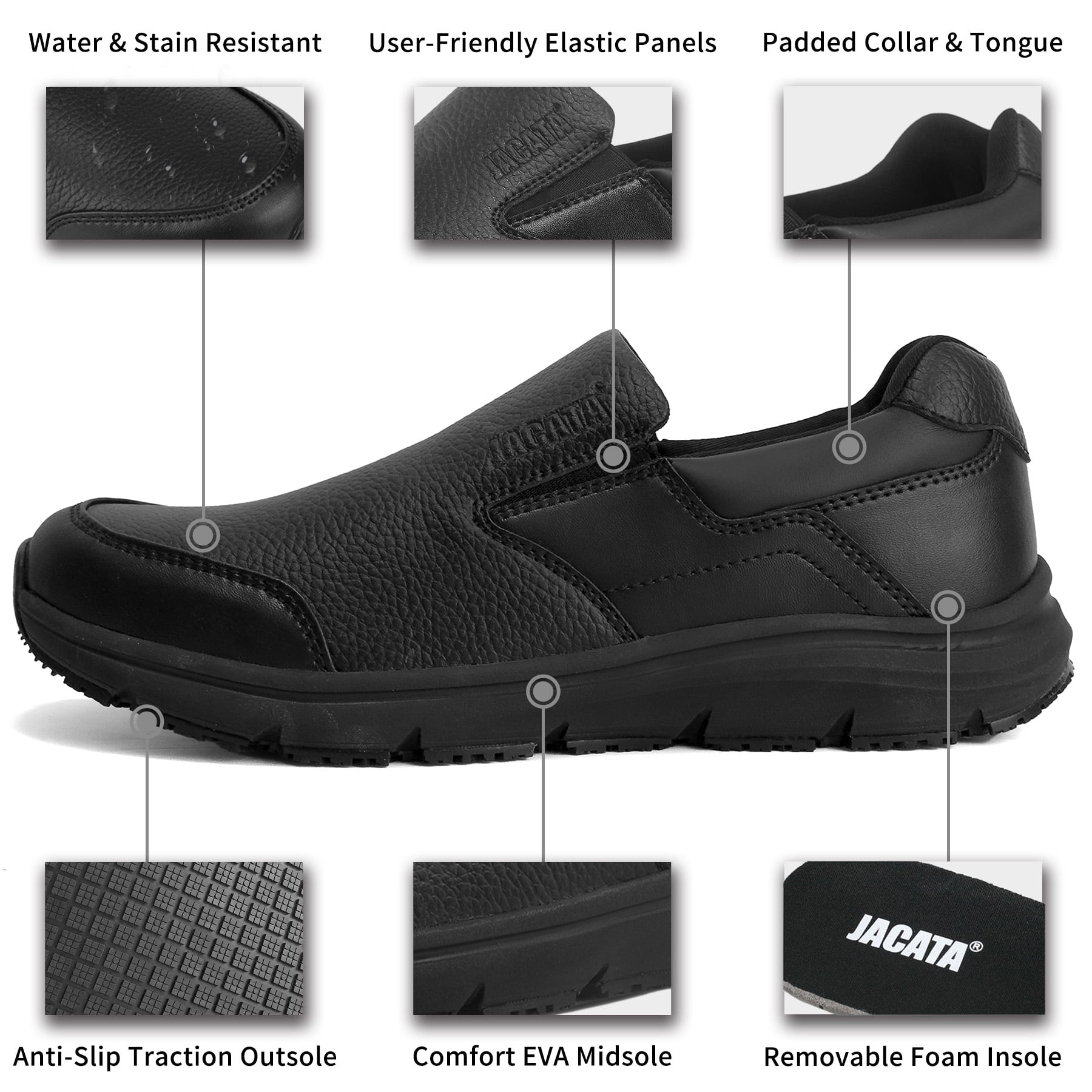 Jacata Work Shoes for Men, Size 9.5, Non Slip, Food Service  display picture 2