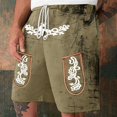 thumbnail image 2 of IWRICH Men's Graphic Printed Retro Shorts Elastic Waist Drawstring Short Pants Casual Fashion Plus Size Pants with Pockets Green XL, 2 of 4