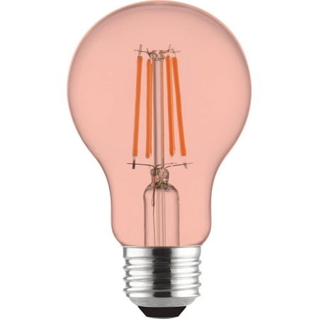 Great Value LED Red Color Light Bulb, 7.5 Watts A19 Lamp E26 Medium Base, Non-Dimmable, 2-Pack