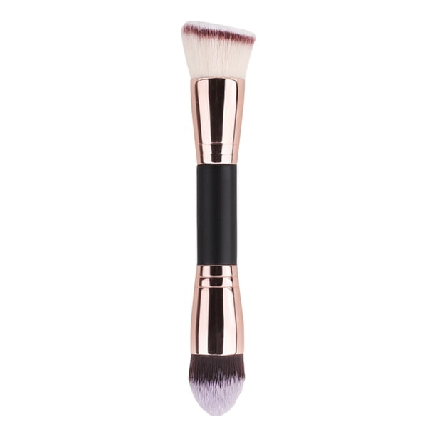 Brocha de maquillaje profesional de doble punta, plana e inclinada, sintética, kabuki, para base de maquillaje, polvos sueltos, rubor, sombra de ojos, contorno, corrector, difuminador.