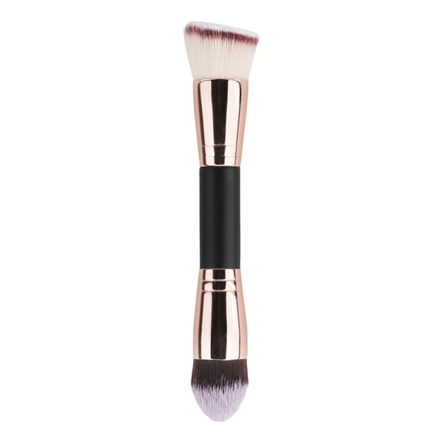 Brocha de maquillaje profesional de doble punta, plana e inclinada, sintética, kabuki, para base de maquillaje, polvos sueltos, rubor, sombra de ojos, contorno, corrector, difuminador.