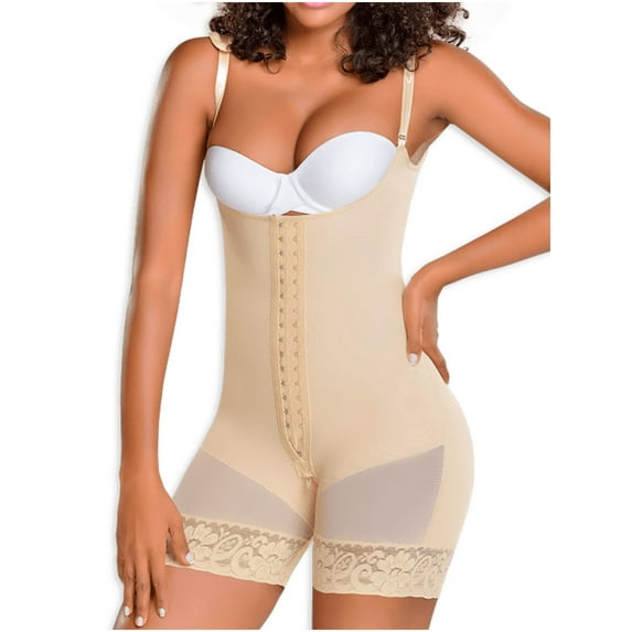 MYD 0068 Fajas Colombianas Reductoras Post Surgery Postpartum Girdle for Women Beige 4XL