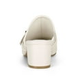 thumbnail image 2 of BLISSFUL STEP Women's Shoes Buckle Strap Pointed Toe Chunky Heel PU Vamp Mule Shoes White 8, 2 of 8