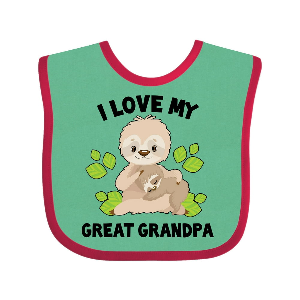 Cute Sloth I Love My Great Grandpa with Green Leaves Baby Bib - Walmart ...