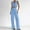007 Sky Blue, variant on Women's 2 Piece Outfits Sleeveless Button Down Crop Vest Waistcoat Dressy Casual Sets Wide Leg Pants Suits