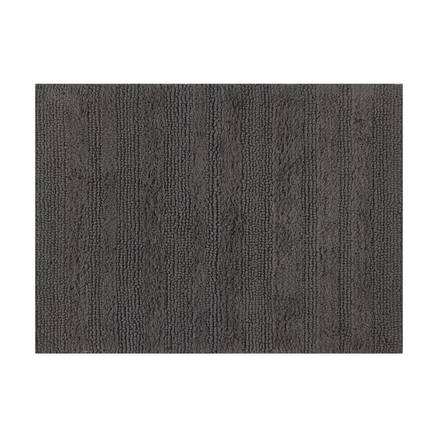 Better Homes & Gardens Cotton Cut & Loop Reversible 2 Piece Bath Rug Set, Gray Flannel, 17" x 24" & 20" x 30"