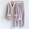 thumbnail image 2 of Dealovy Pajama Sets for Women 2 Piece Fleece Fuzzy Shirts with Pants Warm Thick Flannel Sleepwear Outfits, 2 of 4
