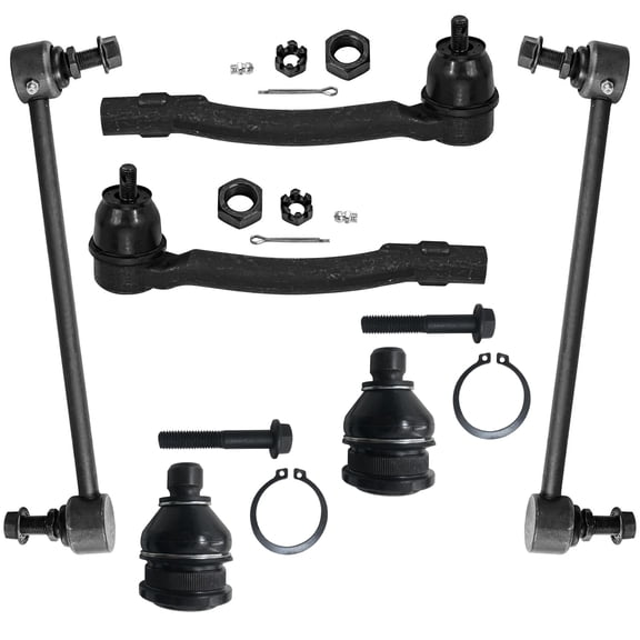 Detroit Axle - 6pc Front Suspension Kit for 2012-2017 Kia Rio, 2 Sway Bar End Links 2 Lower Ball Joints 2 Outer Tie Rods Assembly 2013 2014 2015 2016 Replacement