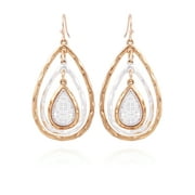 Time & True Two-Tone hammered teardrop drop earrings