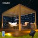 thumbnail image 1 of 1pc 300/200/100 LED Solar Curtain Light, Multiple Color Options, Outdoor Remote Control, 8 Lighting Modes Fairy Light, IP65 Waterproof Copper Wire Light, Christmas Party Wedding Family Bedroom Garden, 1 of 5