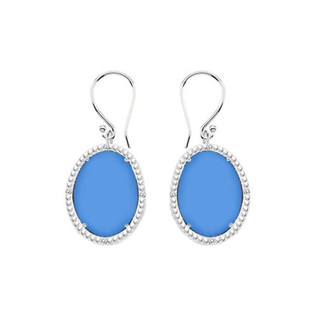 Fine Jewelry Vault UBERBK70384W10DCBU 10K White Gold Blue Chalcedony and Diamond Earrings 30.16 CT TGW by Fine Jewelry Vault