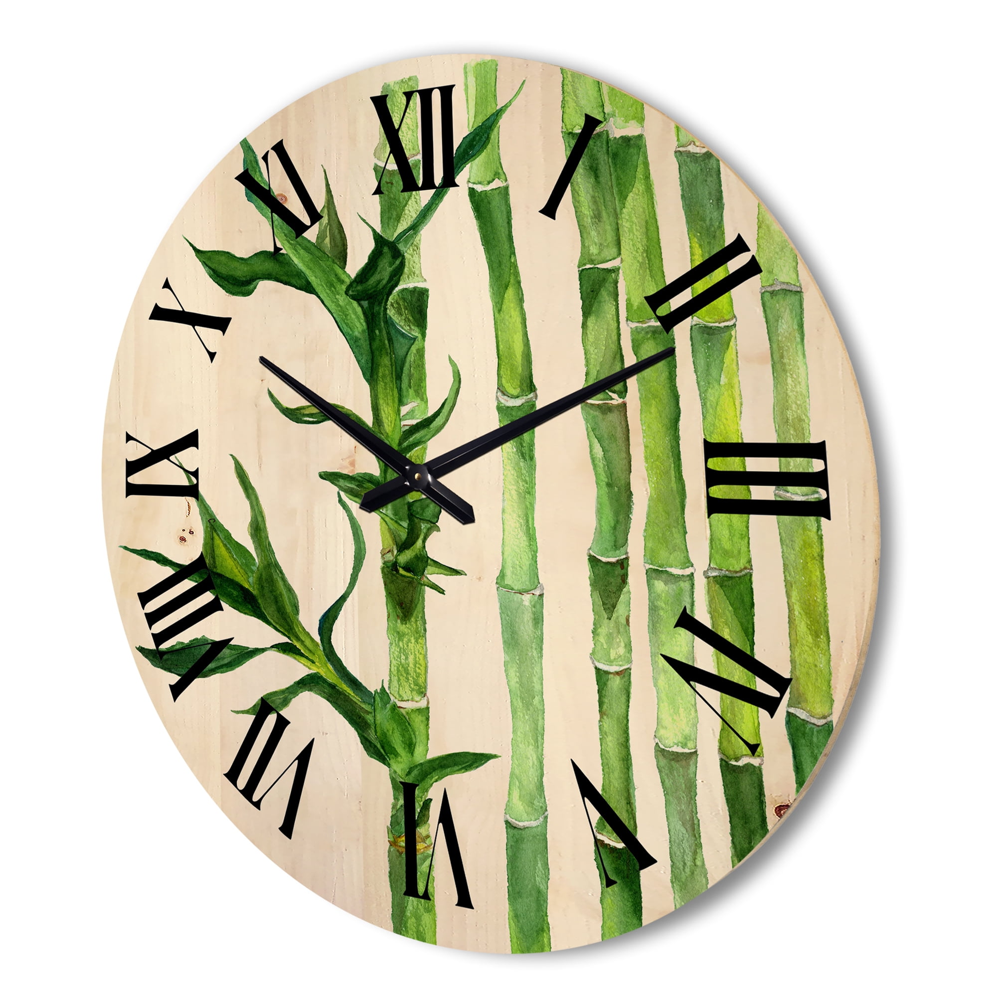 Designart 'The Forest of Bamboo Branches III' Tropical Wood Wall Clock
