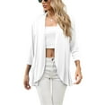thumbnail image 3 of Coduop Women's Casual Open Front Cardigan Draped Ruffled 3/4 Sleeve Cardigan Thin Outwear, 3 of 6