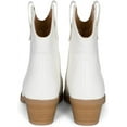 thumbnail image 5 of Seamy- Women's Cowboy / Cowgirl Western Stitch Pull On Stacked Block Heel Pointed Toe Ankle Boots (White PU, 7), 5 of 6