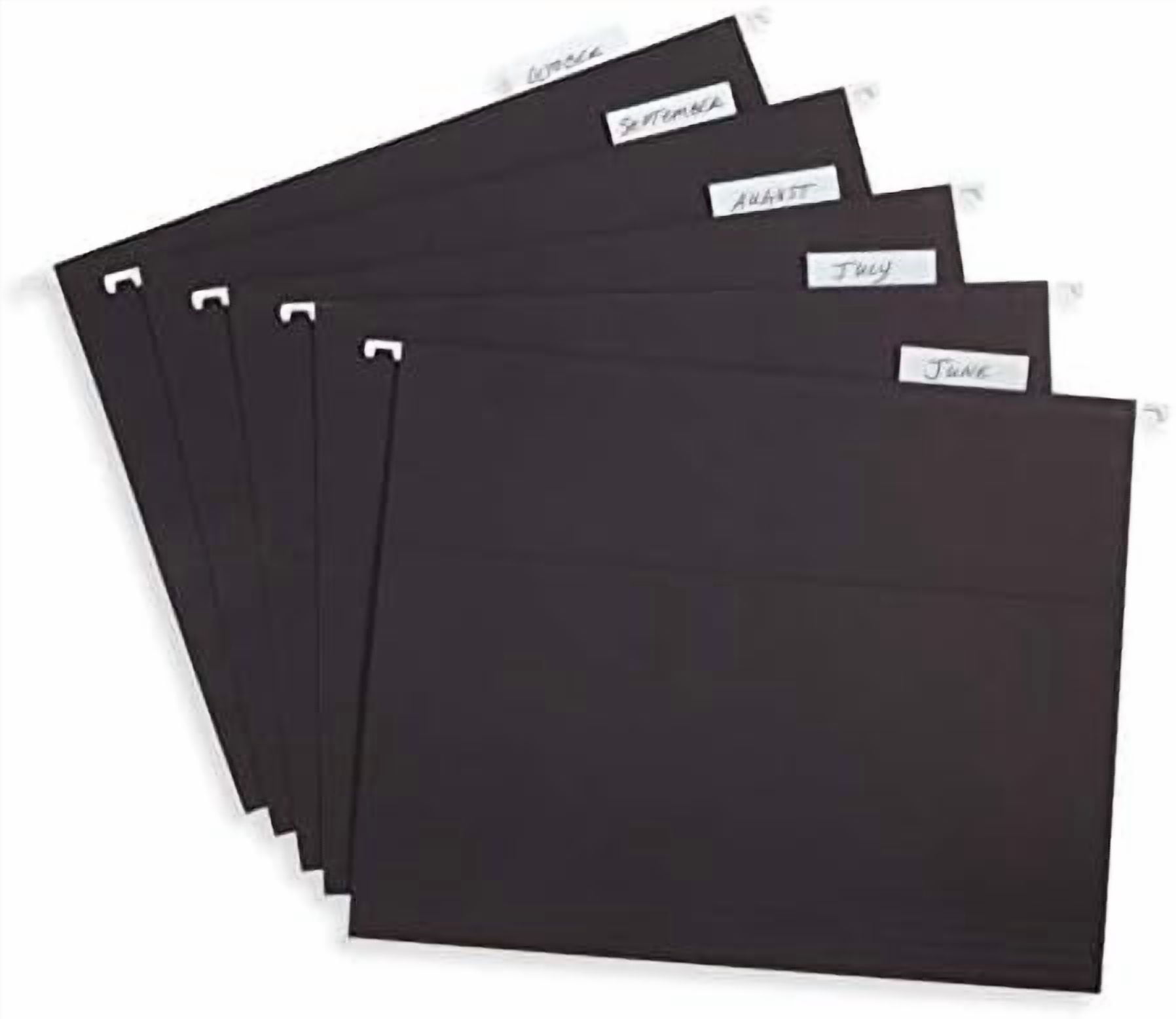 Hanging File Folders, 25 Reinforced Hang Folders, Designed for Home and Office Color Coded File Organization, Letter Size, Black, 25 Pack