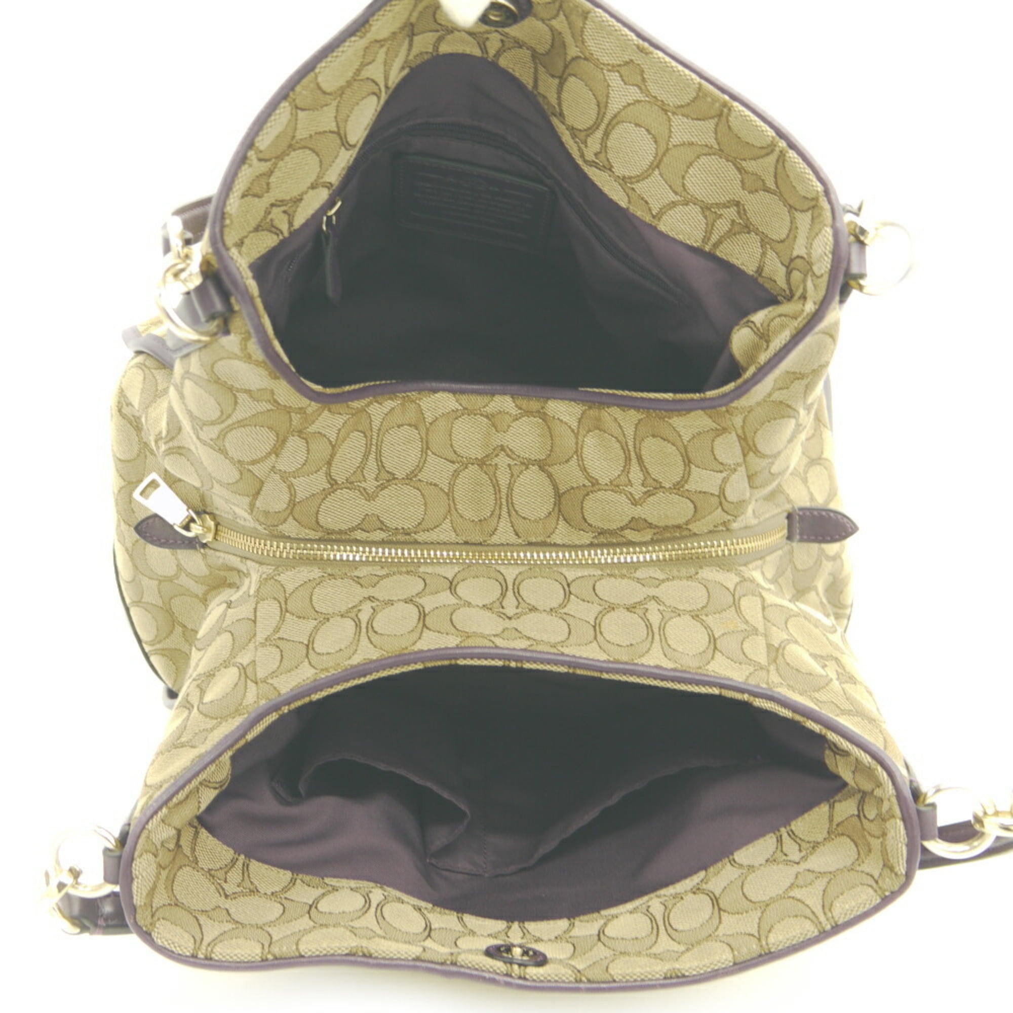 COACH PHOEBE SHOULDER BAG HOBO IN OUTLINE SIGNATURE BROWN & PINK F36424