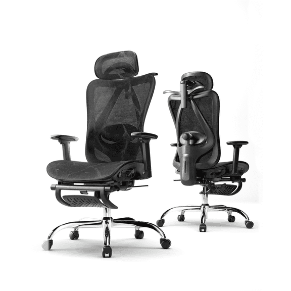 Minilive Comfortplus Ergonomic Chair Home Office, Studying, Gaming, and Everyday Use, with Adjustable Recline and Footrest for Work, Desk Task Adults Lumbar Support & Comfy - Black One Size