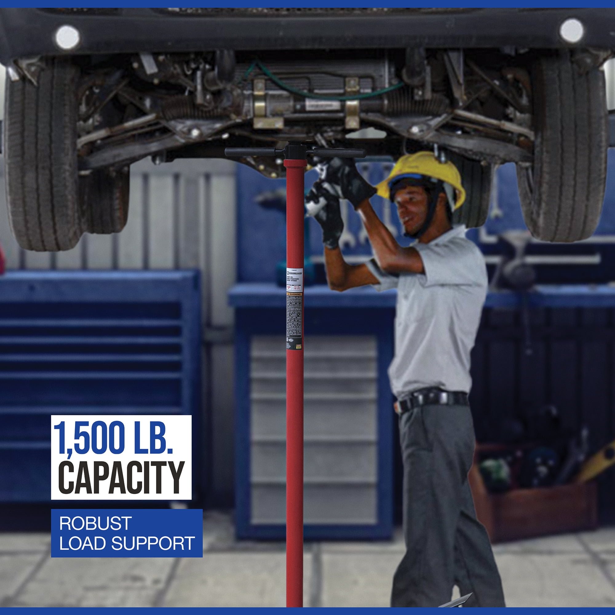 Strongway Under Hoist Jack Stand, 3/4-Ton Capacity, Foot Pedal Pump, High-Position Tripod Stand