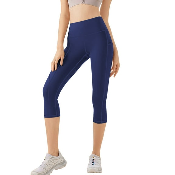 Funidos Plus Size Capri Yoga Leggings High Waisted Pants with Pockets Tummy Control Workout Leggings for Women for Yoga Gym Running