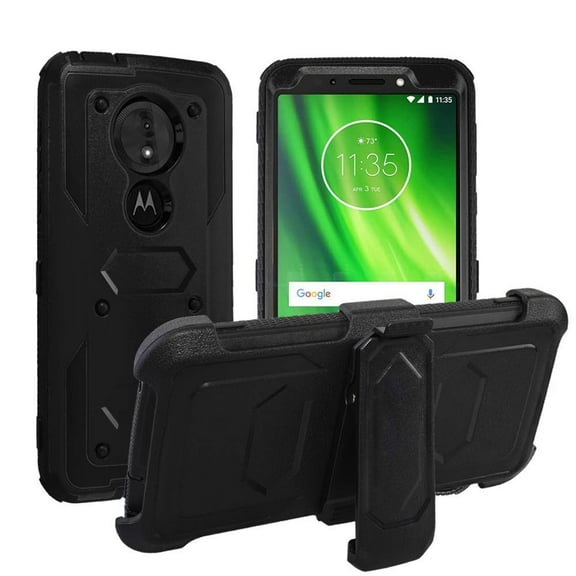 Moto G6 Play Case,Mignova Heavy-Duty Shockproof Full Body Protection Rugged Hybrid Case with Rotating Belt Clip and Bracket for Motorola G6 Play 2018(Black)