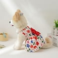 thumbnail image 4 of Wmool Robe Princesse Chien Imprimé Été avec Nœud Papillon Bouton Chiot Mignon Chat Skir C3, 4 of 9