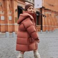 thumbnail image 6 of Kids Padded Parka Coats Girls Hooded Jacket Warm Winter Outerwear Waist Mid Length Thermal School Overcoat for Toddler Teen Girls Brown 13-14Years, 6 of 7