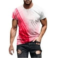 thumbnail image 2 of Penkiiy T Shirts for Men Casual Shorts Sleeves Round Neck Pullover 3D Digital Printing Sports Fitness Blouse Plus Size Tops L Hot Pink, 2 of 5