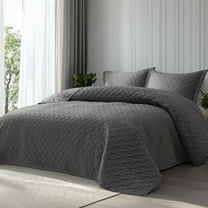 Queen Size Quilt Grey Basket Weave Pattern, Soft Lightweight Bedspread for All Seasons, Cozy Coverlet for Bedroom Decor, Gray