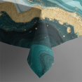 thumbnail image 4 of Teal Gold Marble Pattern Rectangle Tablecloth 60"x120",Waterproof Polyester Rectangle Table Cloth, Wipeable Spillproof Polyester Tablecloth for Dining, Camping, Indoor and Outdoor, 4 of 6