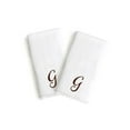 thumbnail image 4 of Authentic Hotel and Spa  2-piece White Turkish Cotton Hand Towels with Brown Script Monogrammed Initial White/Brown J, 4 of 5