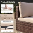thumbnail image 4 of TECHMILLY 6-Piece Space-Saving Patio Furniture Set, All Weather Brown Wicker Rattan Sectional Sofa with 2 Ottomans, Outdoor Conversation Set for Garden, Backyard, Khaki Cushions, 4 of 9
