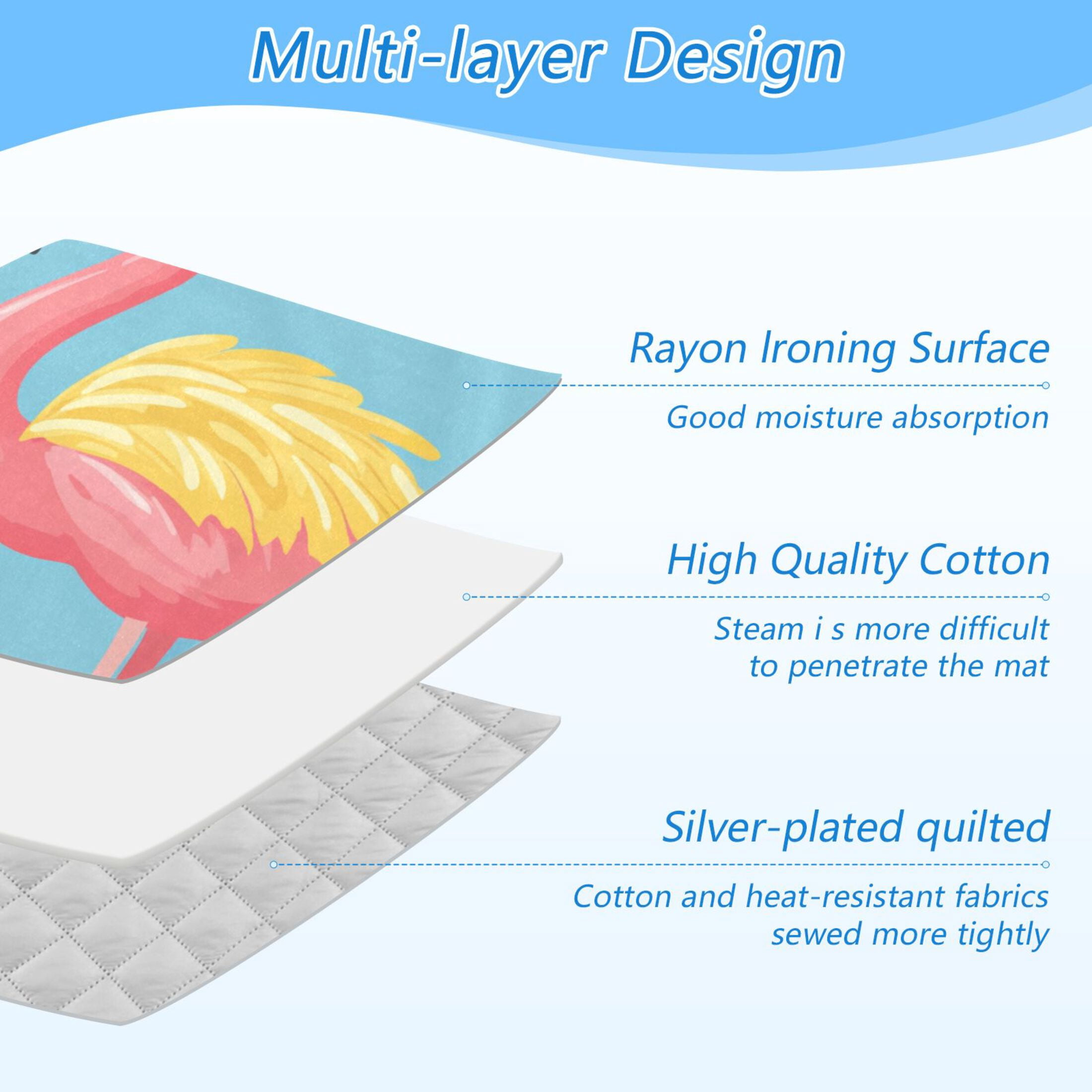 Flamingo Swim Circles Cartoon Ironing Mat Blanket Portable Travel Ironing Pad Heat Resistant Pad 47.2" x 27.6”
